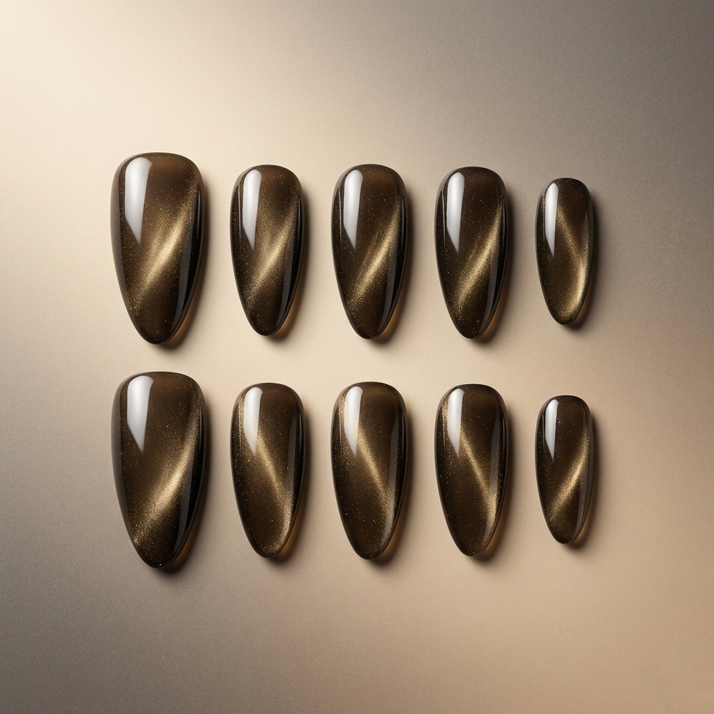Black Gold Cat Eye Nails
