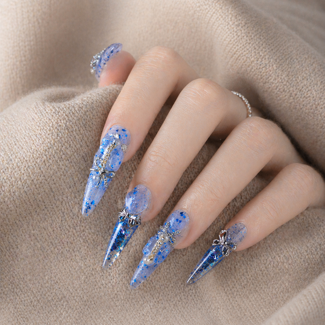 Ocean Sapphire Glam Nails