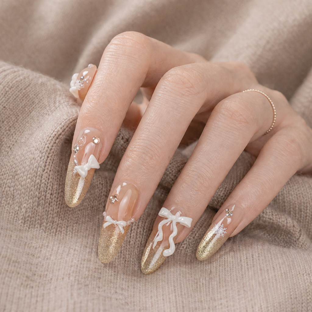 Golden French Elegance Nails