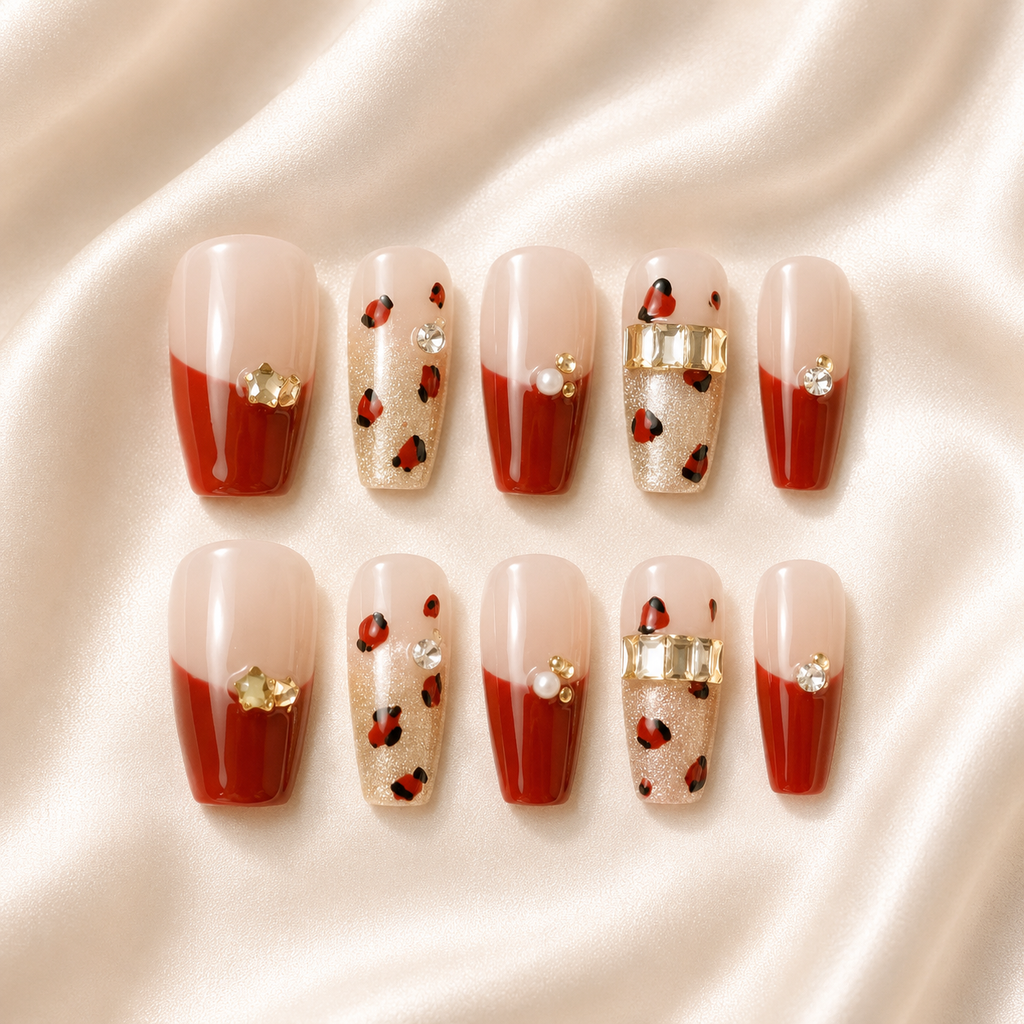 Cherry French Heart Nails