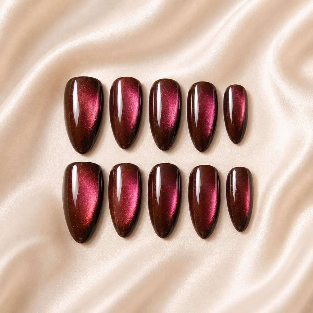 Rose Cat Eye Nails