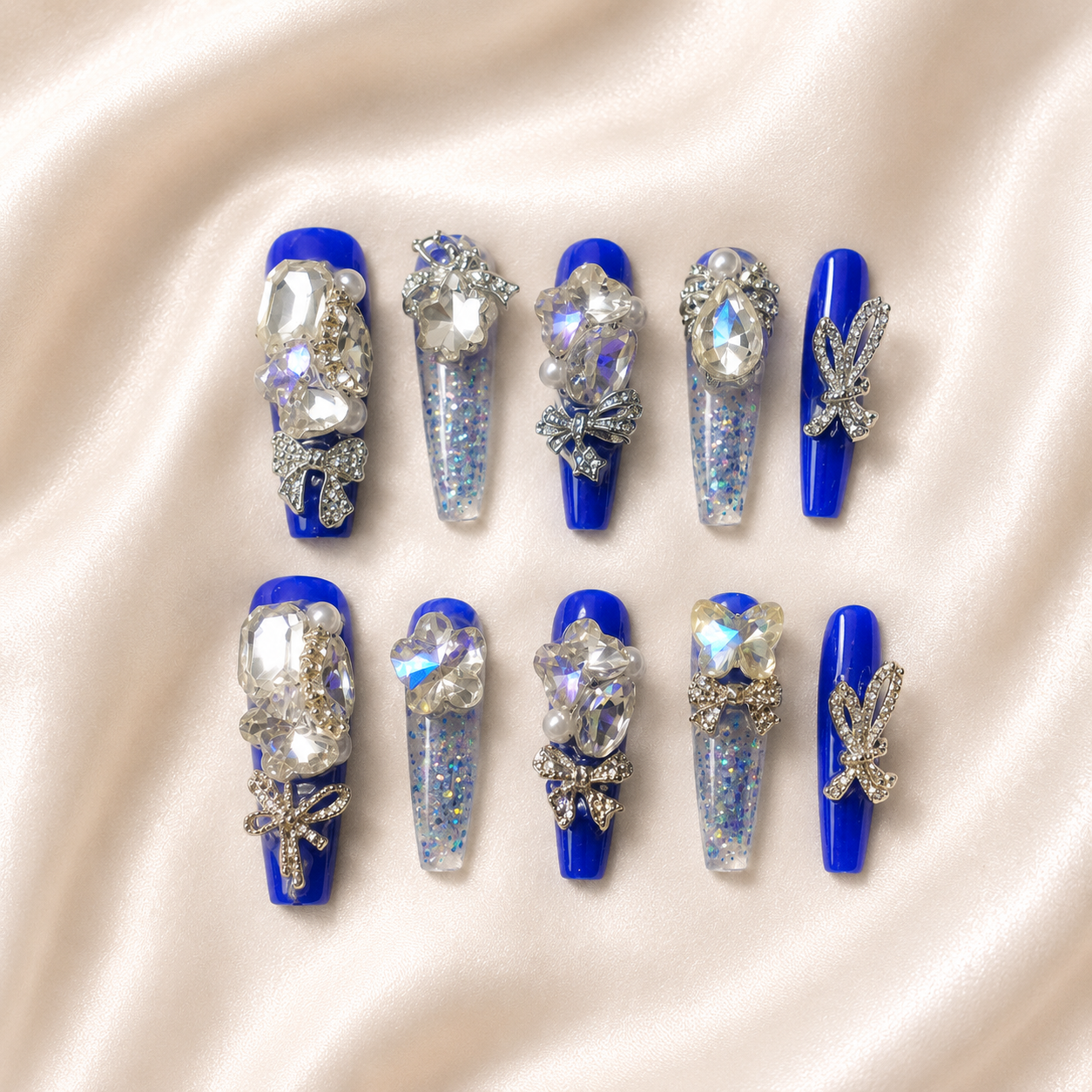 Icy Blue Diamond Nails